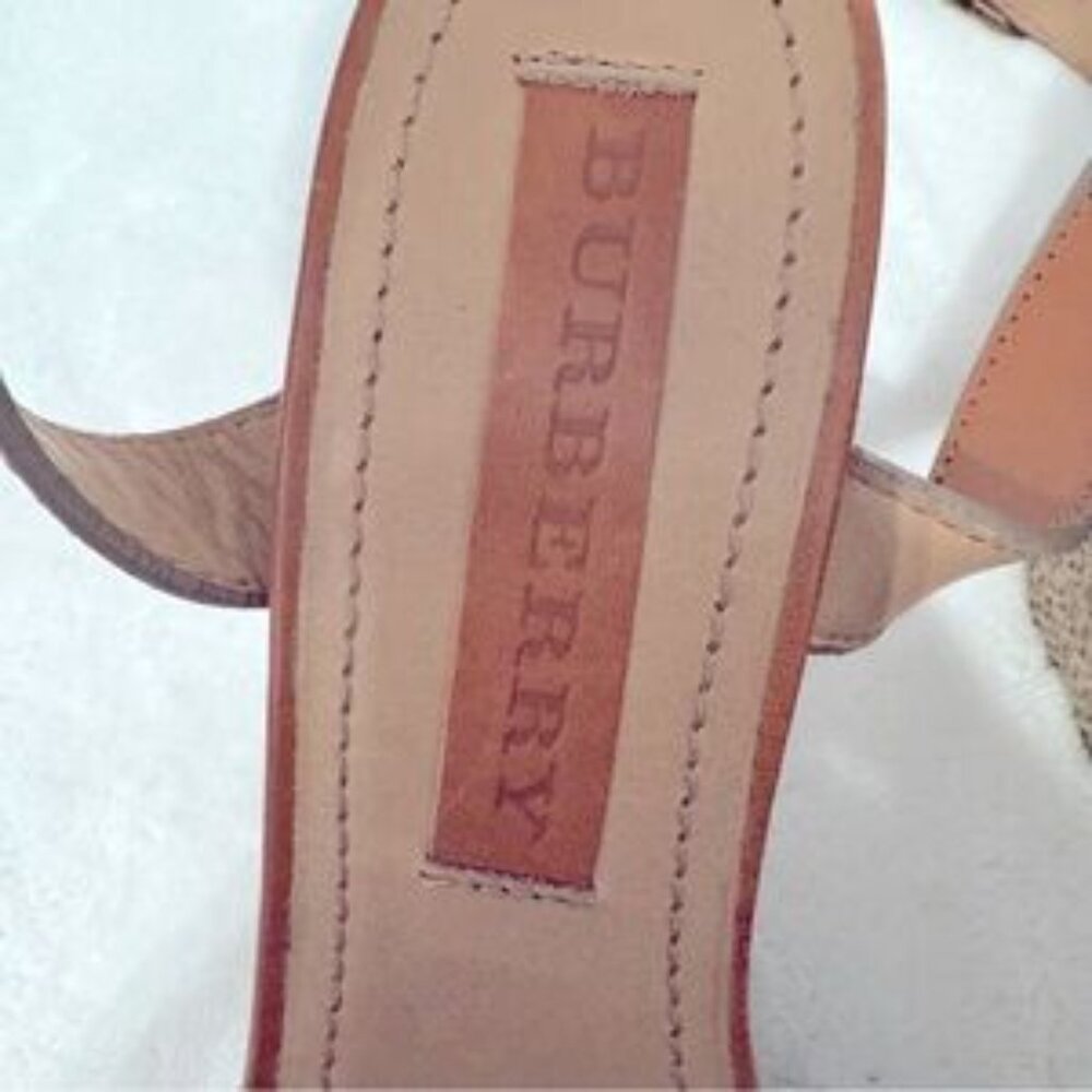 NWOT | AUTHENTIC Burberry Nova Check Leather Wedge Sandals | Ankle Strap | EU 39 - Picture 11 of 14
